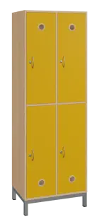 SBS-2222 šatní skříň 4-boxová, 1800x600x400 mm, kovové nohy, korpus bříza irská, dvířka žlutá odio